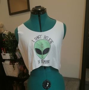 "I don't believe in humans" crop top
